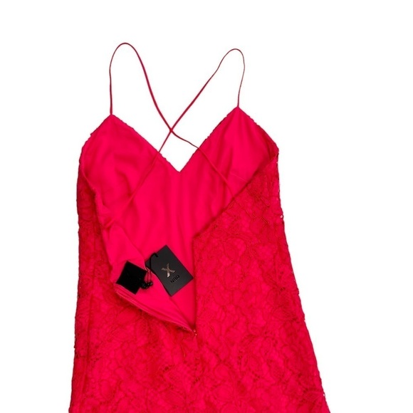 NWT X by NBD Revolve red lace Iris mini dress straps open X back v-neck sz4 - Picture 9 of 15